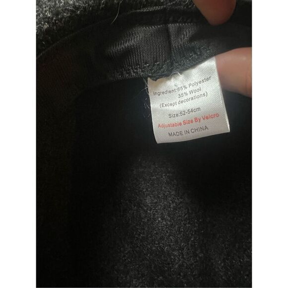 Heathered Black Felt Wool Blend Hat w Brown Strap - Picture 6 of 7